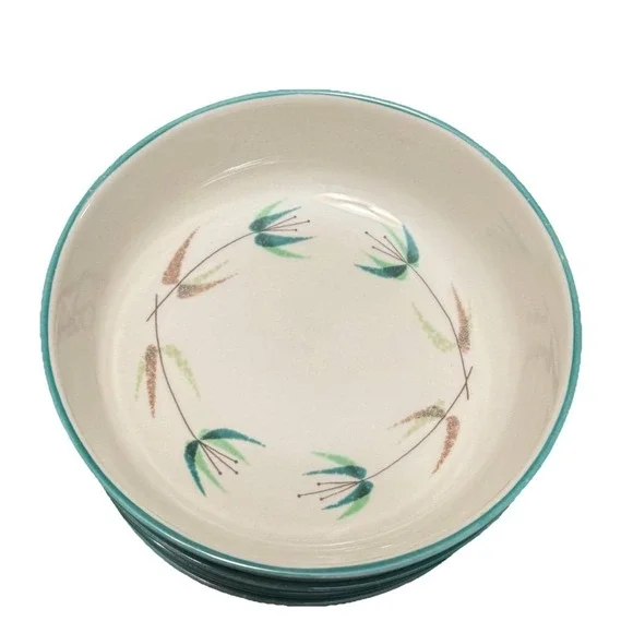 Vintage Franciscan Radiance Berry Bowls Set Of 4 USA Mid Century Green Rim - Picture 3 of 12